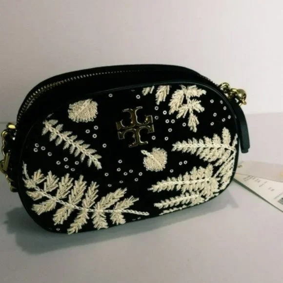 Tory Burch Kira Velvet Embroidered Crossbody Handbag - Picture 6 of 8
